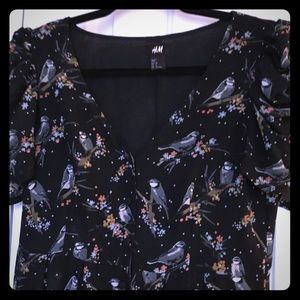 Bird-print H&M Button-down Dress
